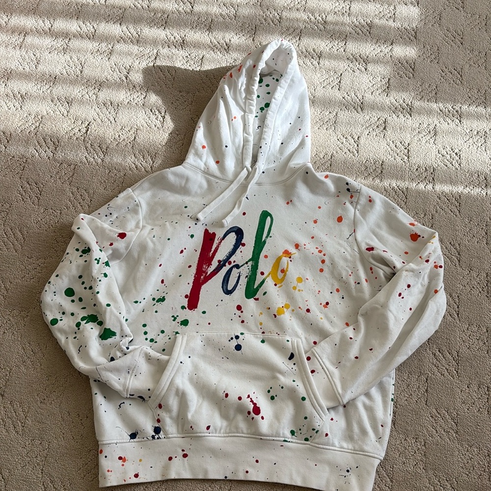 Mens POLO paint splattered sweatshirt size Large